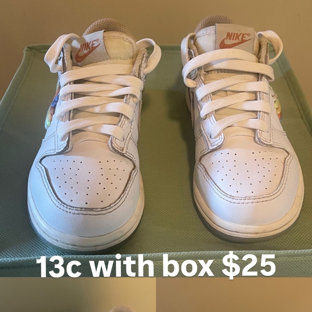 Nike Kids White Sneakers with Orange and Multicolor Accents